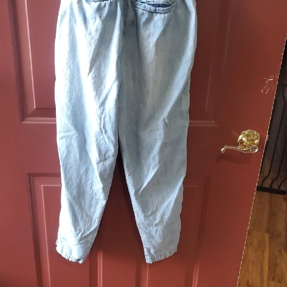 Free People Margate Blue Ankle Cropped Jeans with Paper Bag Waist - Picture 8 of 11